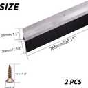 2Pack 30 inch Door Bottom Sweep for Exterior Doors with 1.1 inch PP Soft Brus, H-Shape Aluminum Dustproof Bottom of Door Weatherstrip, Silver