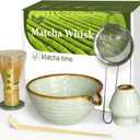 Matcha Whisk Set with Matcha Bowl, Matcha Whisk Holder Matcha Bamboo Whisks, Scoop, Sifter, Funny Gifts for Women Mom Her Girl Friend Home Kitchen Decor Gifts for Tea Enthusiasts Christmas
