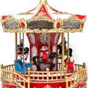 yadooom Christmas Carousel Music BoxRotating Merry Go Round with Lights for Christmas Village Display, Musical Decor for Holiday Home Tabletop Decorations