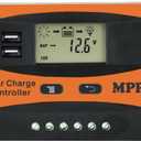 30A Solar Charge Controller,MPPT Solar Charger Controller, 12V/24V Solar Panel Intelligent Regulator with Dual USB Port and PWM LCD Display