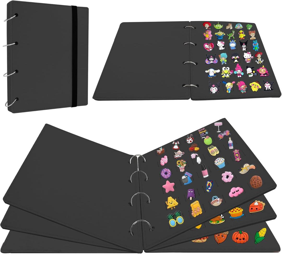 6 Pages Enamel Pin Display Board Book, Pin Collection Display Binder with 180 Holes, Felt Pin Board for Enamel Pins, Portable Travel Pin Trading Book (Not Include Accessories) (Black)