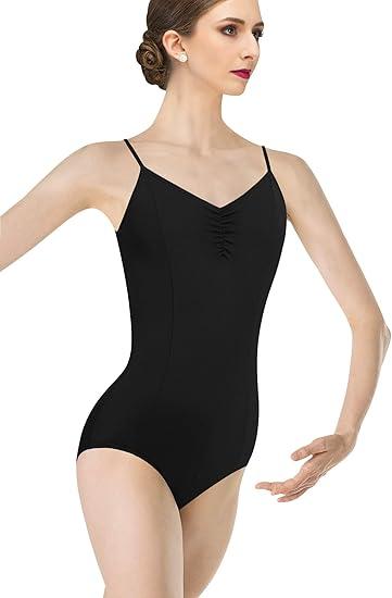 Tegmk Women Camisole Ballet Leotards for Dance Gymnastics Outfits Drawstring, Full Front Lining, Size S