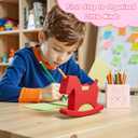 Li&Zhao Wobble Horse Sticky Note Holder Silicone Label Holder Stand, 2026 Year of the Horse Good Luck Stable Rocking Horse Design for Tabletop Organizer, Office Desk Accessory, Home Decoration(Red)