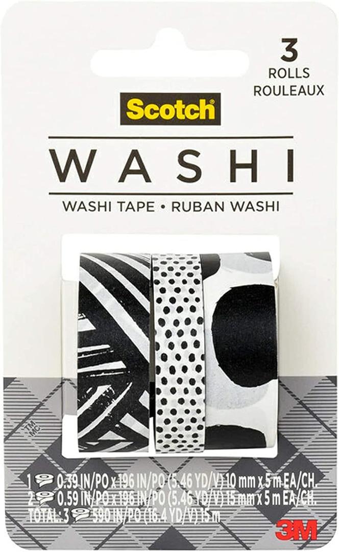 Scotch Washi Tape - Black and White Pattern Design