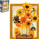 CAXIMSY Flowers Sunflower Building Block Sets Crafts for Adults Sunflowers Wall Art Painting Frame Gifts for Mother's/Valentine's DayArtificial Flower for Room Home Decor1166 Pieces