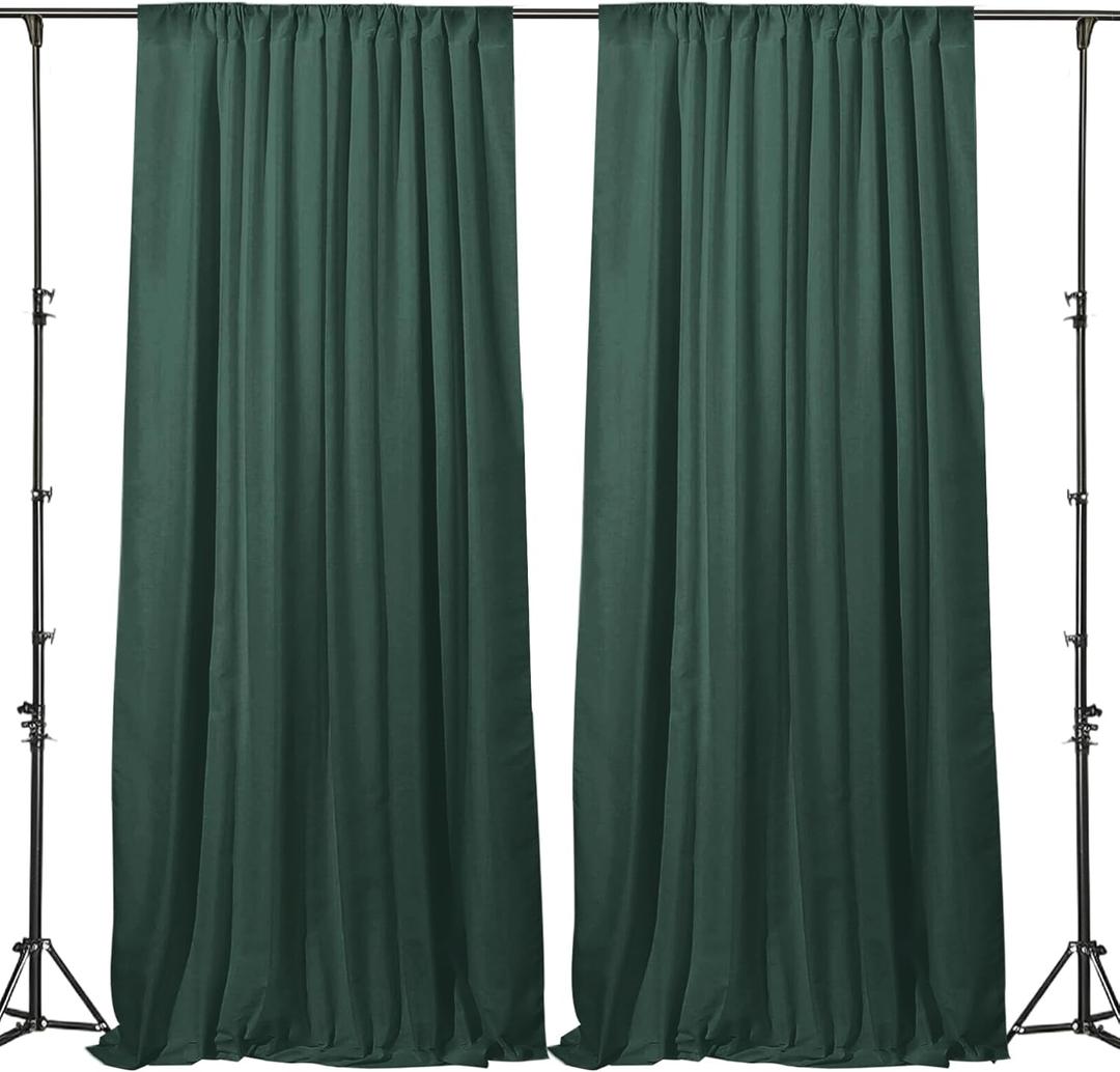 Gallety 10FT x 10F Blackish Green Backdrop Curtain for Party, Polyester Wedding Backdrop Drapes,Photo Background Curtain for Natural Themed Banquets,Photography,Graduation Decor (W5' x H10'(2 panels))