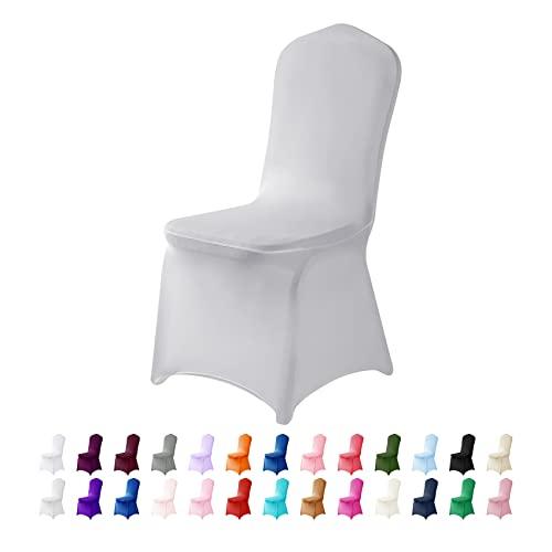 AlGaiety Spandex Chair Cover,12PCS,Chair Covers,Living Room Chair Covers,Removable Chair Cover Washable Protector Stretch Chair Cover for Party, Banquet,Wedding Event,Hotel(Sliver)