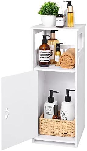 YARUKIMA Bathroom Floor Storage Cabinet White,Freestanding Side Cabinet with Open Shelves and Doors,Multipurpose Home Furniture for Living Room,Dining Room,Kitchen.