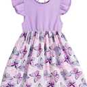 Mommy and Me Dresses Casual Floral Family Outfits Summer Matching Maxi Dress (5-6 Years, Purple)
