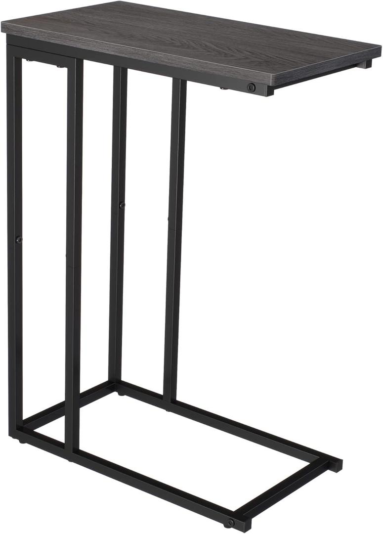 Yusong C-Shaped End Table, Small Narrow Side Table for Small Spaces, Grey