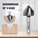2 x 90 Degree V Groove Router Bit 1/4" Shank, 1" Cutting Diameter x 13/16" Cutting Depth, Carbide Tipped V-Groove Router Bits for Grooving Woodworking