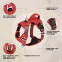 SlowTon No Pull Dog Harness, Heavy Duty No Choke Pet Harness with 2 Leash Clips and Easy Control Vertical Handle, Adjustable Soft Padded Dog Vest for Small, Medium and Large Dogs (Red, Large)