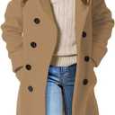 Girls Coat Double Breasted Notched Collar Wool Blend Long Trench Coat Winter Warm Peacoat Dress Coat with Pockets (3-4T, Khaki)