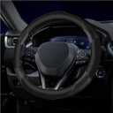 Soft Leather Steering Wheel Cover with Breathable Design and Anti-Slip Grip, Fully Compatible with Tesla, Toyota, Honda, Nissan 14.5-15.2 inch Round Steering WheelSedans and SUVs
