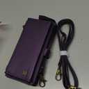 Wallet Case for iPhone 17 with Card Holder/Crossbody Wallet/Strap,[RFID Blocking][Magnetic] PU Leather Phone Case for iPhone 17,6.3 in,Purple