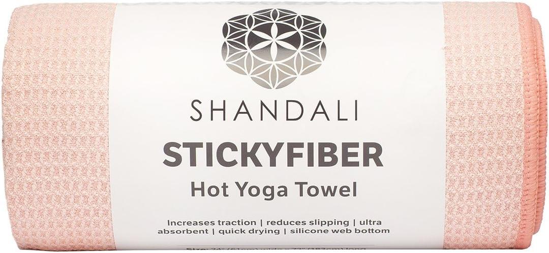 Shandali Hot Yoga Towel - Mat-Sized, Microfiber, Super Absorbent, Anti-Slip, Injury Free, 24" x 72" - Best Bikram Yoga Towel - Exercise, Fitness, Pilates Gear (Sakura Pink)