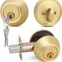 Moquin Gold Deadbolt Lock for Exterior Door, Single Cylinder Deadbolt with Key, One-Sided Deadbolt Lock, Satin Brass