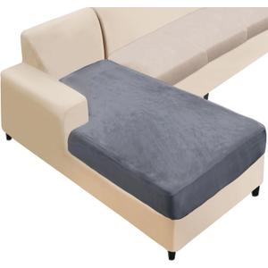 NAISI Sectional Couch Cover 1 Piece Velvet Separate Chaise Lounge Cover Soft Stretch Sofa Slipcovers for Left/Right Chaise Sectional Couch(Chaise Lounge,Dark Grey)