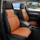 1:1 Custom Fit Seat Covers for Toyota Highlander 2014-2019 8 Seaters,Luxury Waterproof Full Set Seat Cover,Faux Leather Cars Interior Covers Protection-BlackBrown