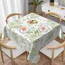 Sage Green Floral Tablecloth 60x60 Inch Square Vintage Chinoiserie Flower Green Toile Table Cloth Spring Decorative Polyester Stain Resistance Table Cover for Party Picnic Kitchen Decor