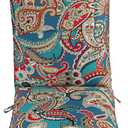 Set of 4 Outdoor Dining Chair Cushions, Comfort Patio Seating Cushions, 44 x21x4.5 inch, Single Welt and Zipper (Blue Trumpet Flowers), 4 Pack