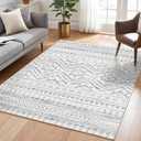 Miukiki 4x6 Area Rug for Living Room Moroccan Washable Rugs Non Slip Indoor Floor Carpet Foldable Large Soft Area Rug for Dining Room Bedroom with Low Pile(Grey,4'x6')