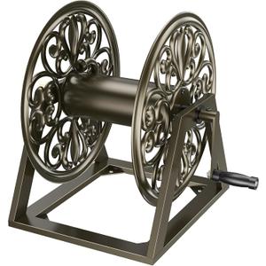 GOFORWILD Garden Wall/Floor Mount Hose Reel, Decorative Hose Reel, Garden Heavy-Duty Water Hose Holder Winder, Holds 200-Feet of 5/8-Inch Hose