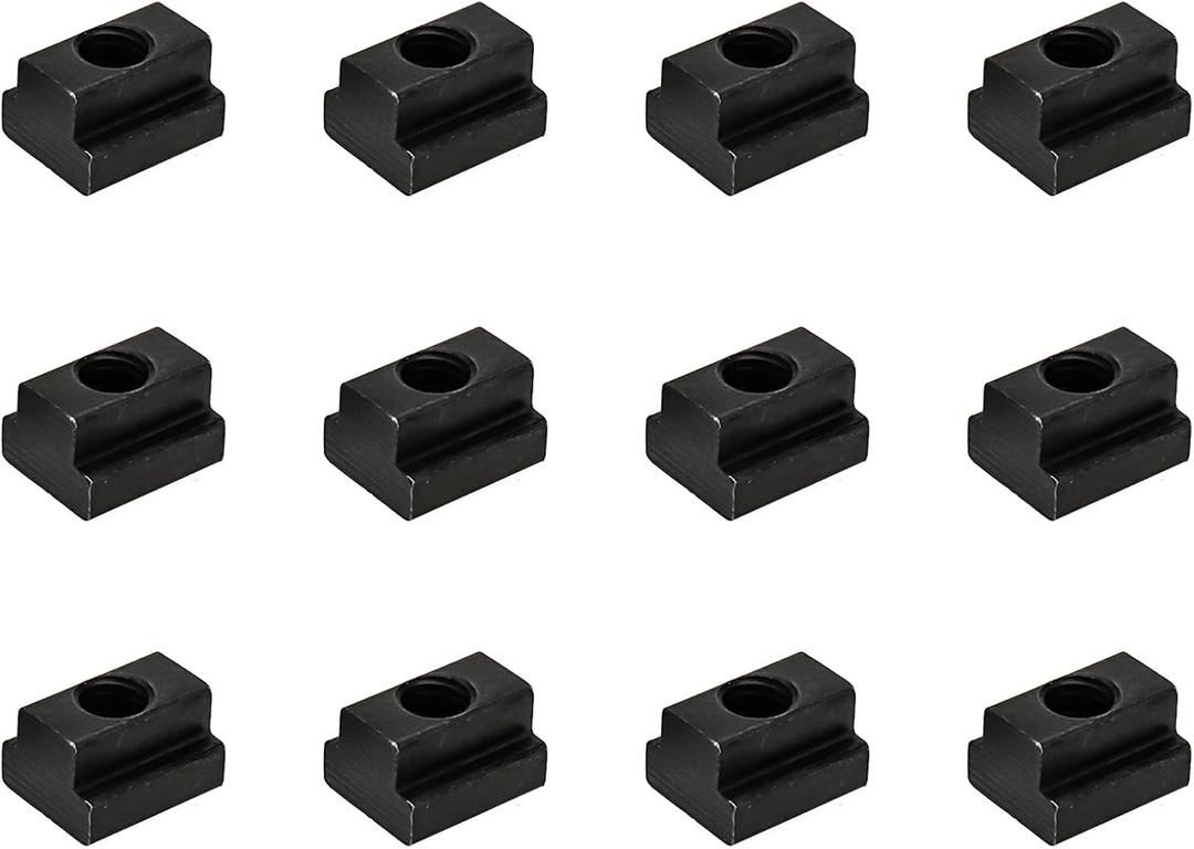 M10 T-Slot Nut,Black Oxide Finish,Grade 8.8,3/8 Threads,Slot Width 12mm,Slot Depth 7mm,Total Depth 14mm,Pack of 12