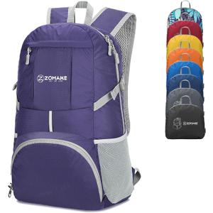 ZOMAKE Lightweight Packable Backpack 35L, Light Foldable Backpacks Water Resistant Collapsible Hiking Bag, Compact Folding Day Pack for Travel Camping(Purple) ZOMAKE Lightweight Packable Backpack 35L, Light Foldable Backpacks Water Resistant Collapsible Hiking Bag, Compact Folding Day Pack for Travel Camping(Purple)