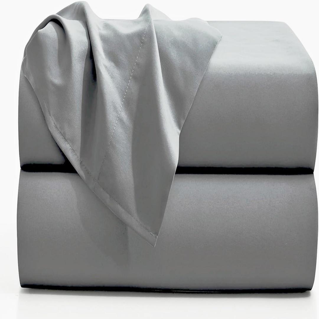 Flat Sheets 2 Pack - Hotel Quality Flat Bed Sheets - Brushed Microfiber - Ultra Soft & Breathable - Wrinkle-Free - Easy Care - Flat Sheets Only (Gray, Twin-2Pack)