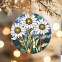 4 x Christmas Ornaments, 2.8in Ceramic Birth Flower Ornament, Xmas Decor, Christmas Tree Ornaments, Xmas Decorations for Tree, Holiday Ornament, Birth Flower Gifts, Gift Ideas, Gifts for Women - Apr