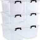 Citylife 22 QT Clear Plastic Storage Bins with Lids Stackable and Nestable Storage Boxes with Lids Large Plastic Storage Containers for Garage, Closet, Kitchen, 6 Packs