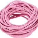 M METERXITY Round Braided Leather Cord, 10 Yards 5mm Six-Strand Faux Beading String Rope Bolo Tie 10 Meters Long for Jewelry Making/DIY Crafts, String Macrame Bracelet Thread [Pink]