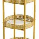 Multi-Functional Mobile Trolley Golden bar cart is Suitable for Home bar Service, Featuring a Rolling bar cart with Lockable casters, a Glass bar cart with 3 Mirror Holders