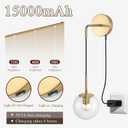 Battery Operated sconces Set of 2 Glass Globe Rechargeable Wall Light Fixture Wireless Wall Lights with Clear Glass Shade for Living Room, Hallway, Bedroom(2 Pack) (3000k,Suspension)