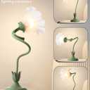 Flower Table Lamp,LED Reading Light Bedside Vintage Flower Night Light,3 Colors Modes Kawaii Bedside Lamps Decor,Living Room Bedroom Room Lighting Table Lamps Home Decoration (Green)