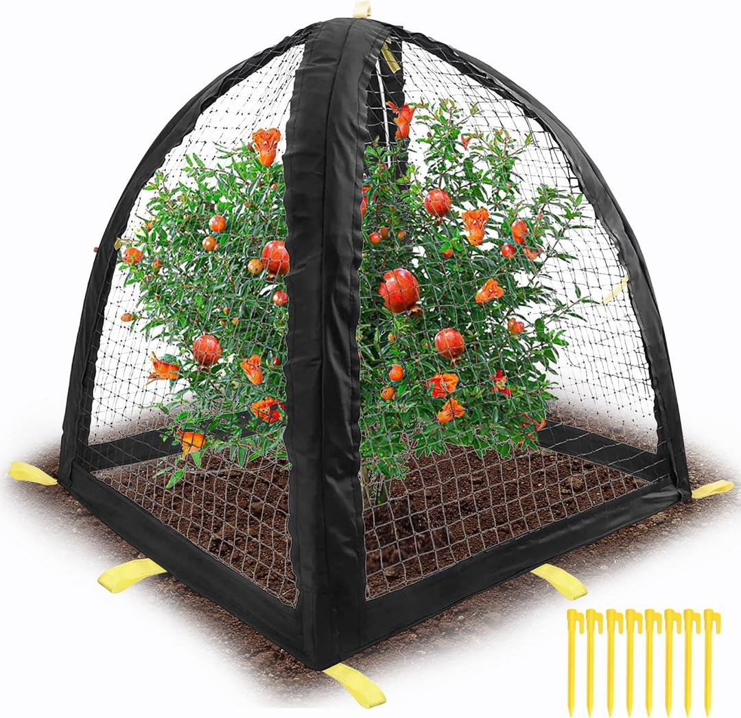 Large Pest Guard Cover-35 x35 x 39 Inch Pest Guard Tent with Stakes-Garden Plants Cloche Tent for Protect Plants Vegetables Fruits Shrubs from Squirrel Bird Eating (L)