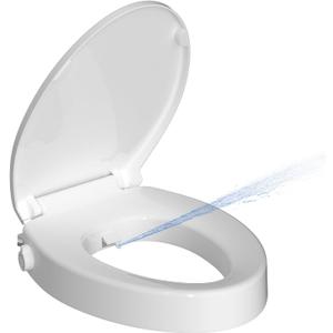 Hibbent Elongated Padded Toilet Seat with Bidet, Raised Toilet Seat