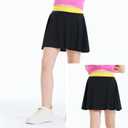 Girls' 2-in-1 Flowy Butterfly Shorts with Pockets - Athletic Dance & Running Shorts for Ages 5-13 (Black)