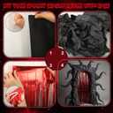 3.3ft x 6.6ft Black Red Stranger Party Streamers Backdrop Black Craft Paper Roll, Matte Red Tinsel Foil Curtains DIY Gateway Theme Decorations for Stranger Party Halloween Horror Photo Props