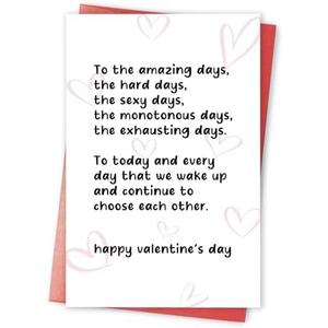 Romantic Valentines Day Card for Him Her, Heartfelt Valentines Day Card for Boyfriend Girlfriend, Cute Happy Valentines Day Gift for Husband Wife, Pack of 5