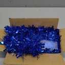 Prelit 100Light - 33 Ft Blue Tinsel Garland Hanukkah Decorations Thick and Thin Shiny Metallic Twist Christmas Garland with Lights Streamers for Chanukah Xmas Tree Home Decor Party Holiday Supplies