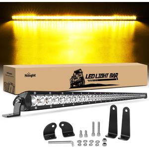 Nilight Led Light Bar Amber 41 Inch 200W Super Slim Spot Flood Combo 19000LM 3D Driving Fog Off Road Lights for Trucks Pickup SUV ATV UTV Boat 4x4 Van Camper-2 Style Mounting