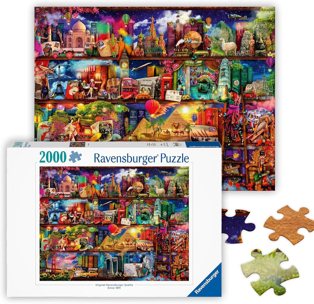 Ravensburger - World of Books - 2000 Piece Jigsaw Puzzle - Exciting Vision of The World's Exciting Destinations - Beautiful Imagery - Frameable - Premium Quality - Ideal Gift - Puzzles for Adults