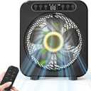 Table Fan, 9600mAh Rechargeable Box Fan, Quiet Running, Fast Cooling 10" Desk Table Fan with Remote, 6 Speeds, 3 Modes, Smart Temperature, Timer, Light, Washable - Bedroom Office Desktop Household