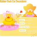 4 x Car Rubber Duck Dashboard Decoration Mini Yellow Duck Car Ornament Accessories with Mini Cowboy Hat Swim Tube Necklace and Colorful Sunglasses for Car Dashboard(Love Glasses-Pink Dot)