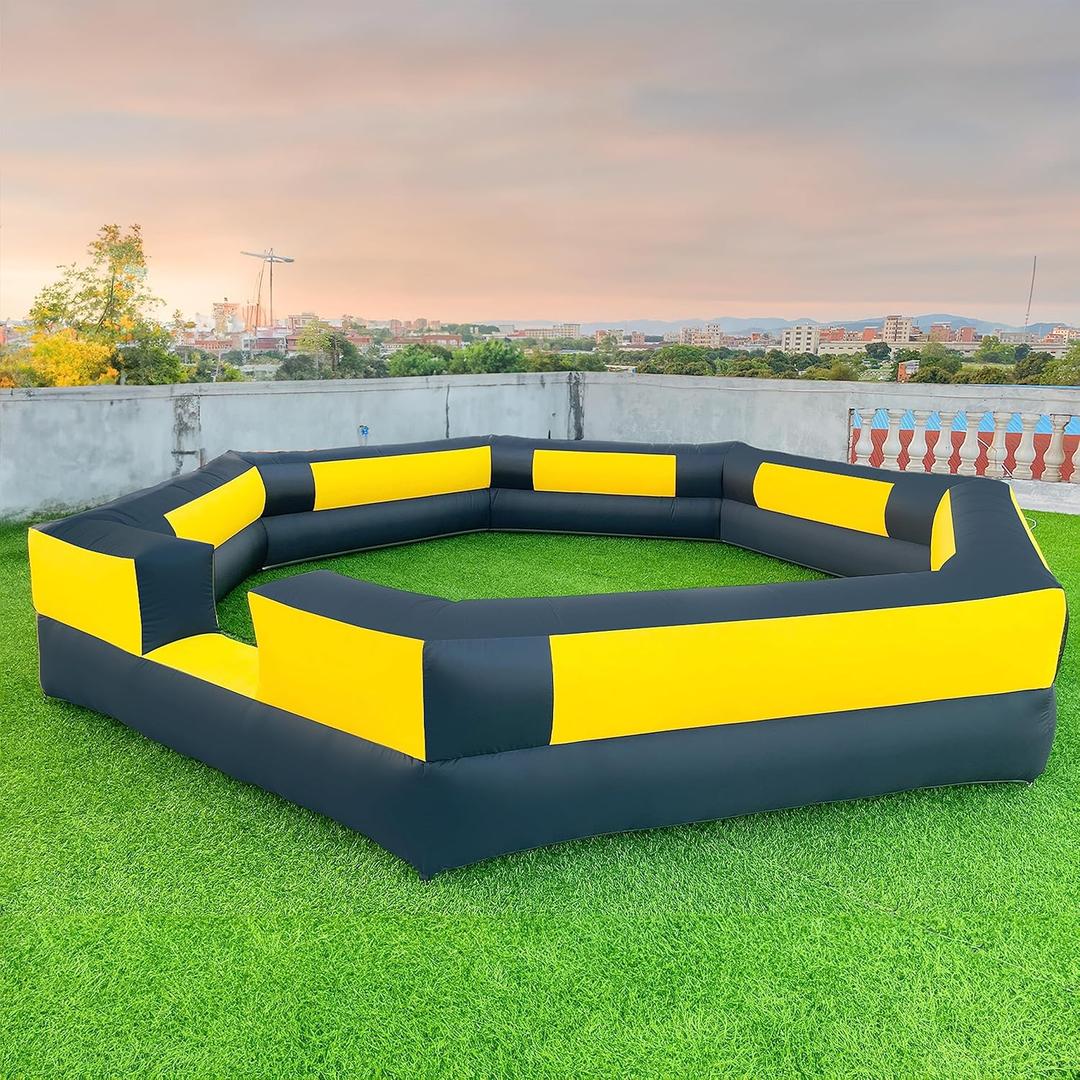 WARSUN 15FT Gaga Ball Pit Inflatable with Powerful Blower, Portable Gagaball Court for Indoor Outdoor School Family Activities Inflatable Sport Games (Black&yellow)