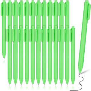 Cholemy 24 Pack Retractable Pens Bulk Pastel Gel Ink Pens 0.5mm Fine Point Tip Black Ink with Grip Smooth Writing for Journaling Note Taking School Supplies(Green)