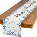 Artoid Mode Beige Hexagram Happy Hanukkah Table Runner, Chanukah Kitchen Dining Table Decoration for Home Party Decor 13x72 Inch