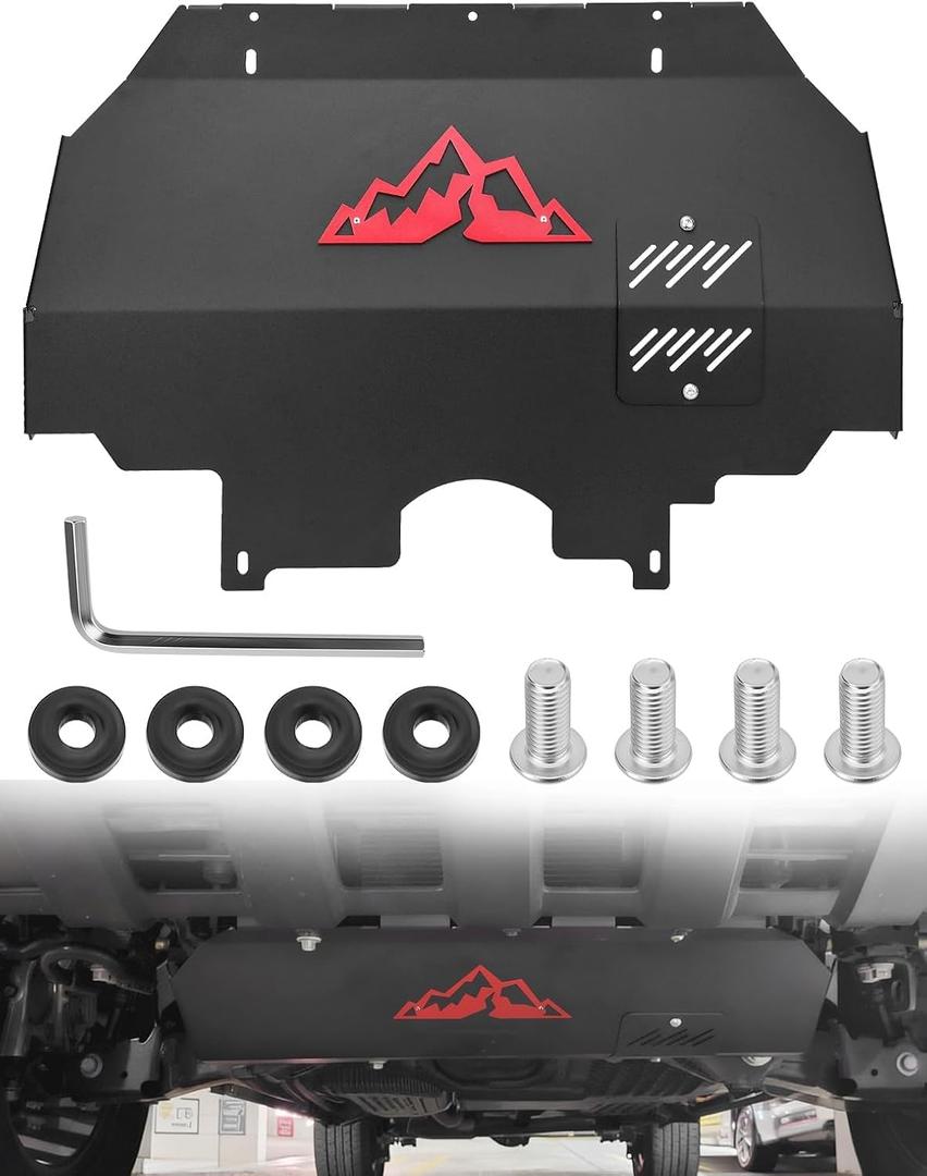 Engine Front Skid Plate Compatible with 2024-2025 Toyota Tacoma 2WD & 4WD, Under Guard Splash Shield Fits Gas Models Only, Designed with Oil Drain Access, Direct Bolt-On Installation with Hardware Kit